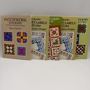 Lot Of 5 Star Quilt Stickers Gift Labels Christmas Postcards Patchwork